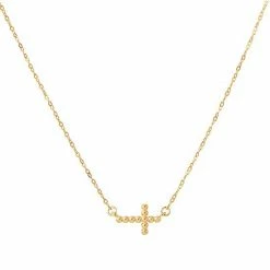 Promo ???? Everlasting Gold 10k Gold Beaded Sideways Cross Necklace ????