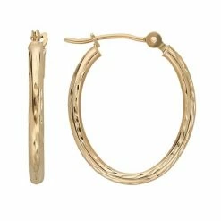 Best deal ???? Everlasting Gold 10k Gold Textured Oval Hoop Earrings ????