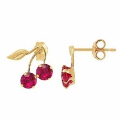 Cheap ???? Everlasting Gold 10k Gold Lab-Created Ruby Cherry Stud Earrings ????