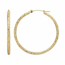 Budget ???? Everlasting Gold 14k Gold Textured Hoop Earrings ⭐