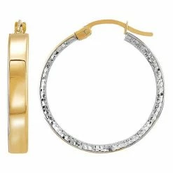 Best deal ???? Everlasting Gold 14K Yellow Gold & Rhodium Hoop Earrings ????