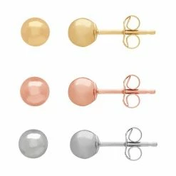 Deals ⌛ Everlasting Gold 14k Tri-Tone 3-pair Earring Set ????