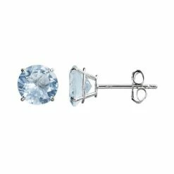 Buy ???? Everlasting Gold Gemstone Aquamarine 10k White Gold Stud Earrings ????