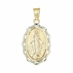 Wholesale ???? Everlasting Gold 10k Gold Two Tone Blessed Mary Oval Pendant ????