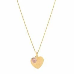 Wholesale ???? Everlasting Gold 10k Gold & Rose Gold Flower On Heart Disk "I Love You More" Pendant Necklace ????