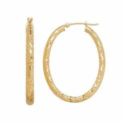 Outlet ???? Everlasting Gold 14k Gold Textured Oval Hoop Earrings ⌛