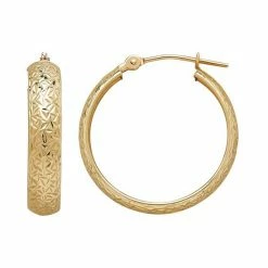 Budget ???? Everlasting Gold 14k Gold Textured Hoop Earrings ????