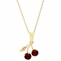 New ???? Everlasting Gold 10k Gold Lab-Created Ruby Cherry Pendant Necklace ????