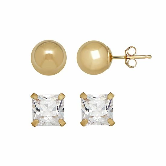 Discount ???? Everlasting Gold 14k Gold Cubic Zirconia Ball Stud Earring Set ⌛ 3 Discount ???? Everlasting Gold 14k Gold Cubic Zirconia Ball Stud Earring Set ⌛