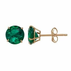 Discount ???? Everlasting Gold Lab-Created Emerald 10k Gold Stud Earrings ????