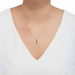 Flash Sale ???? Everlasting Gold 10k White Gold Lab-Created Sapphire Stick Pendant Necklace ???? -Everlasting Gold Shop unnamed file 254