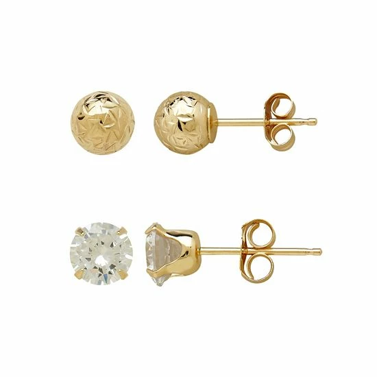 Deals ???? Everlasting Gold 14k Gold Textured Ball & Cubic Zirconia Stud Earring Set ???? 3 Deals ???? Everlasting Gold 14k Gold Textured Ball & Cubic Zirconia Stud Earring Set ????