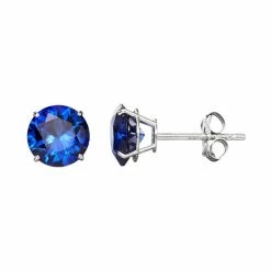 Best deal ???? Everlasting Gold Gemstone Lab-Created Sapphire 10k White Gold Stud Earrings ❤️