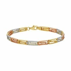 Cheapest ???? Everlasting Gold Tri Tone 10k Gold Reversible Greek Key Bracelet ????