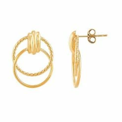 Best Pirce ???? Everlasting Gold 14k Gold Double Circle Drop Earrings ????