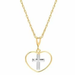 Budget ???? Everlasting Gold 10k Gold Open Heart Cross Pendant Necklace ✨