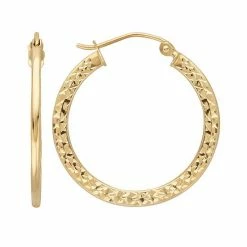 Deals ❤️ Everlasting Gold 10k Gold Textured Hoop Earrings ????