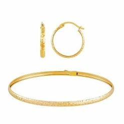 Outlet ???? Everlasting Gold 10K Gold Flex Bangle & ???? Hammered Hoop Earring Set ????