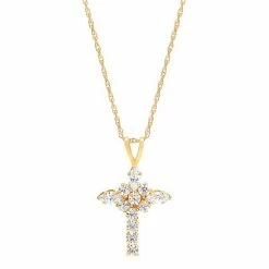 Outlet ???? Everlasting Gold 10k Gold Cubic Zirconia Cross Pendant Necklace ????