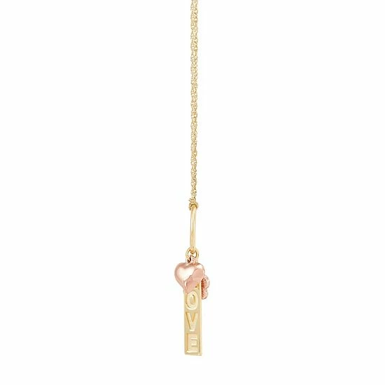 Wholesale ???? Everlasting Gold 10k Yellow & Rose Gold Two-Tone "Love", Rose, & Heart Charm Necklace ???? 4 Wholesale ???? Everlasting Gold 10k Yellow & Rose Gold Two-Tone "Love", Rose, & Heart Charm Necklace ???? - Image 2