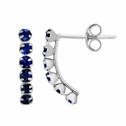 Best Pirce ???? Everlasting Gold 10k White Gold Lab-Created Sapphire Button Earrings ????