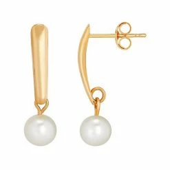 Best Sale ???? Everlasting Gold 10k Gold Freshwater Cultured Pearl Drop Earrings ????