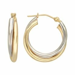 Buy ???? Everlasting Gold 10k Gold Two Tone Crisscross Hoop Earrings ????
